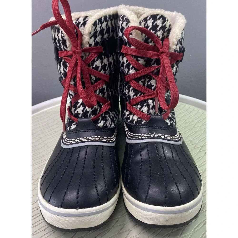 Sorel Tivoli Houndstooth Womens Waterproof Black&White Duck Snow Boots‎ Winter 8